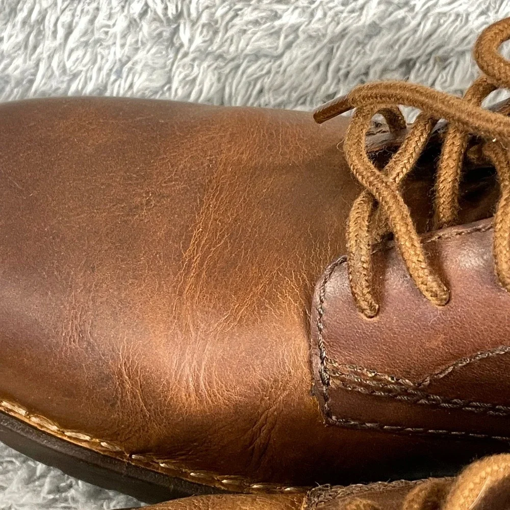 Born Mens Comfort Oxford Shoes 8.5M Brown Leather Lace Up Lug Sole